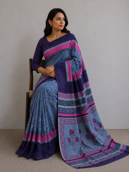 Sitar - Hand Block Printed Saree
