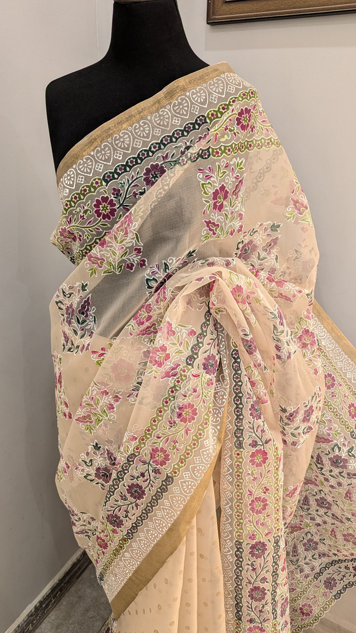 Fiza - Organza Hand Block Printed Saree