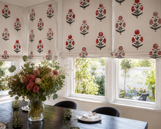 Jali Bloom block printed Window Blinds