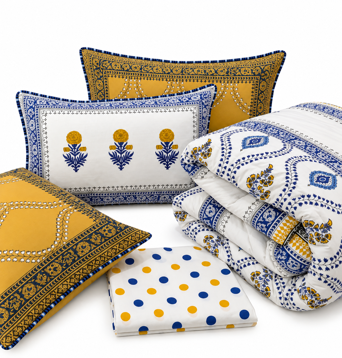Sicily - Hand Block Printed Quilt Set