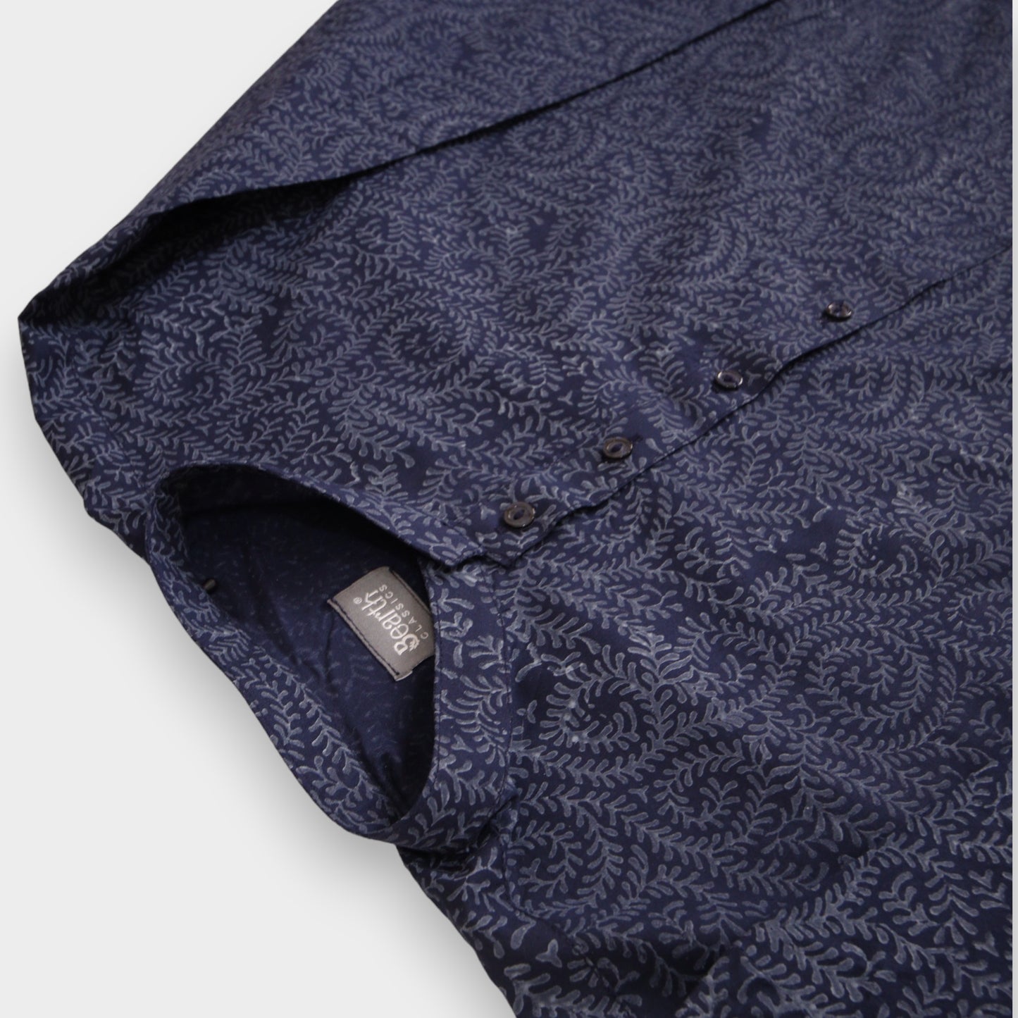 Navy Blue Block Printed Kurta for Man