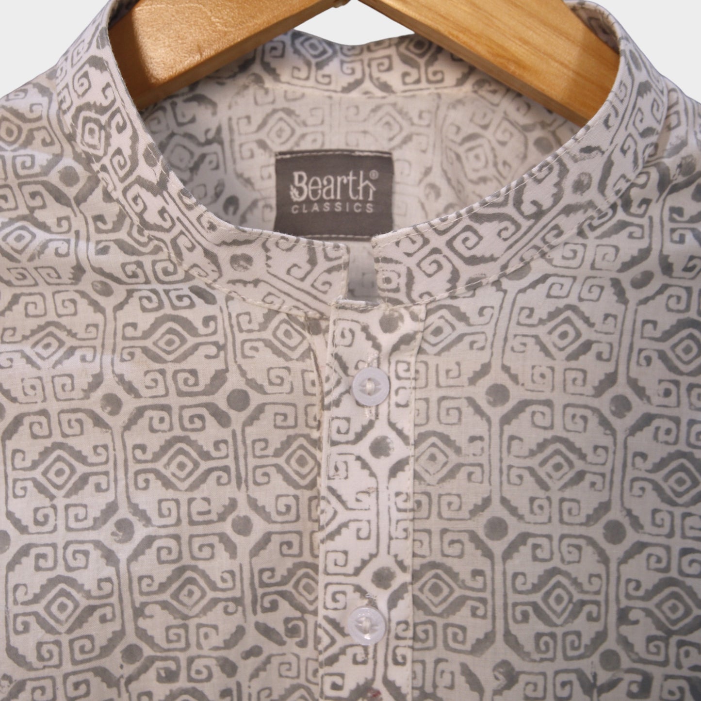 Classic White Block Printed Kurta for Man