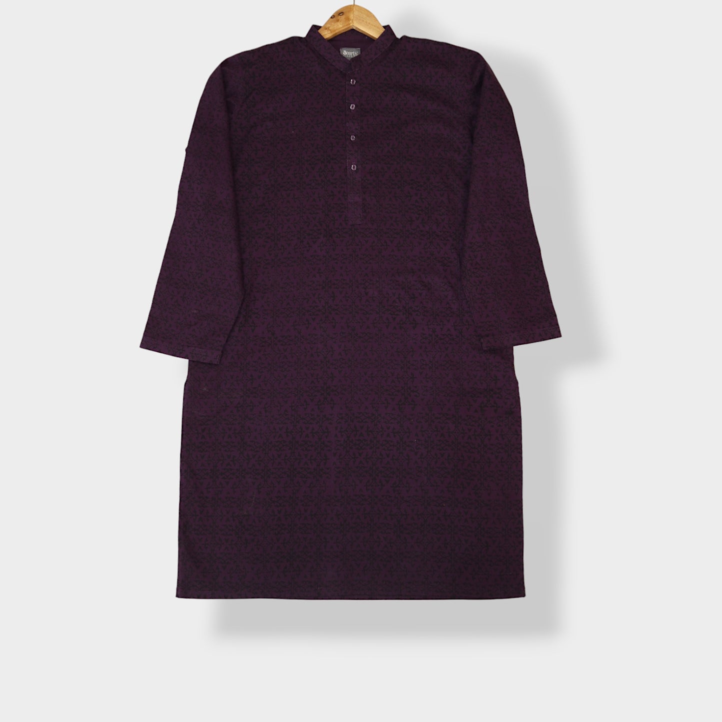 Mauve Block Printed Kurta for Man