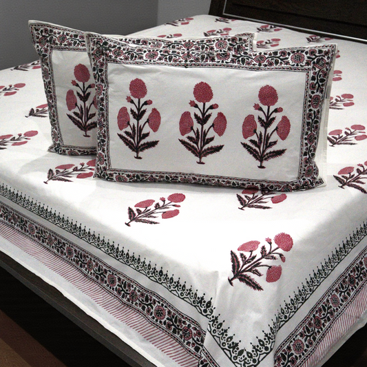 Coral - Hand Block Printed Bed Set