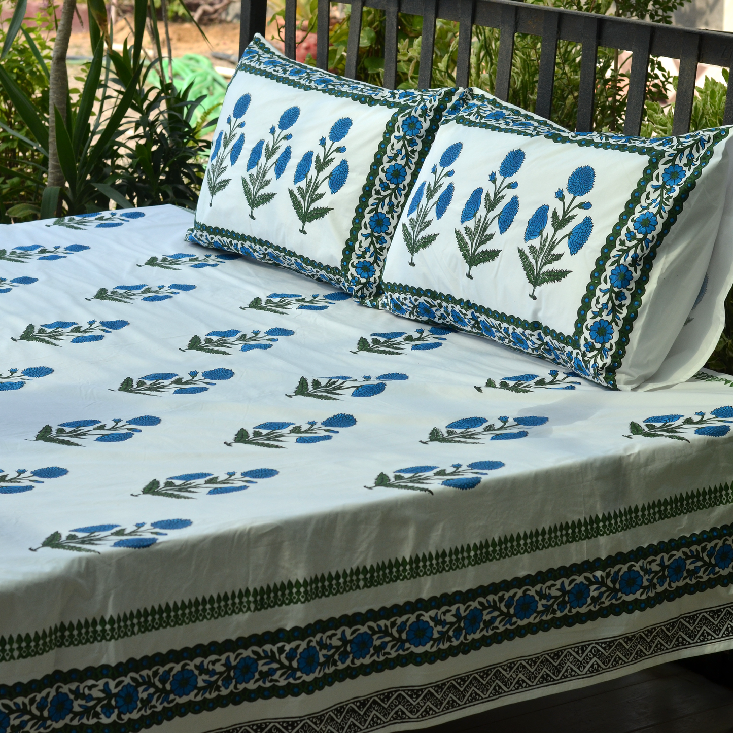 Bluebell - Hand Block Printed Bed Set