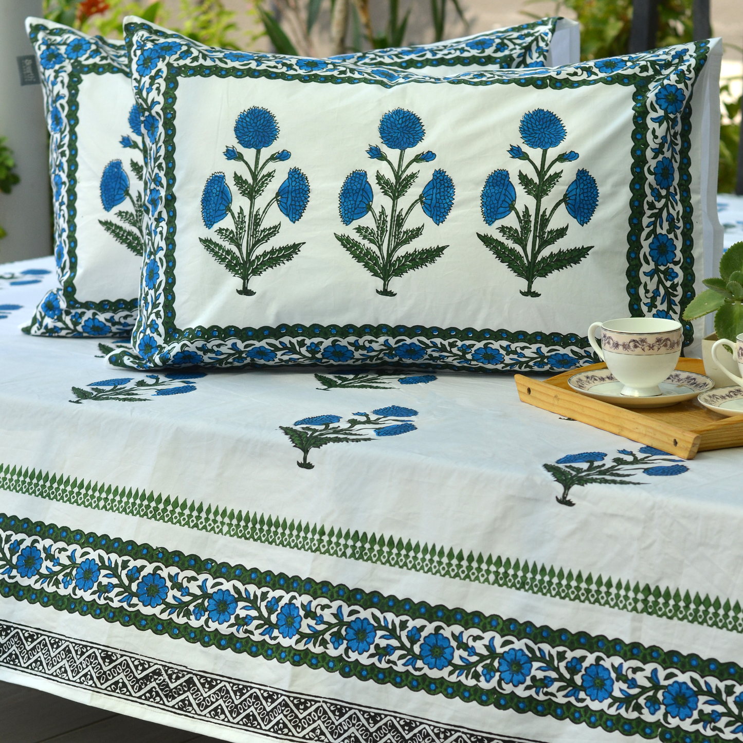 Bluebell - Hand Block Printed Bed Set