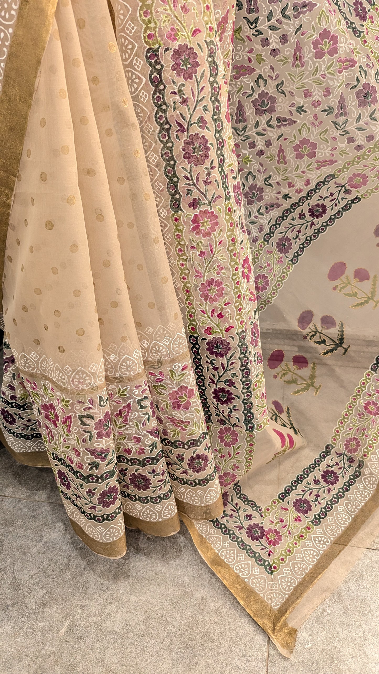 Fiza - Organza Hand Block Printed Saree
