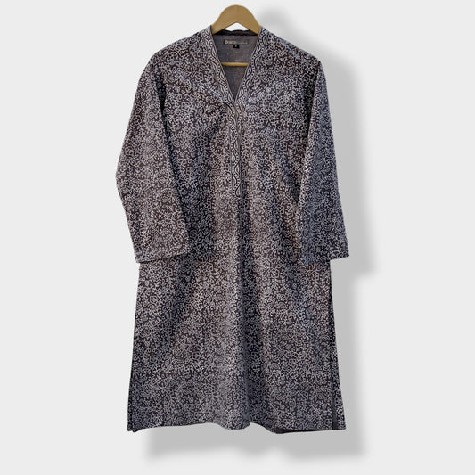 Classic Gray Block Printed Kurta