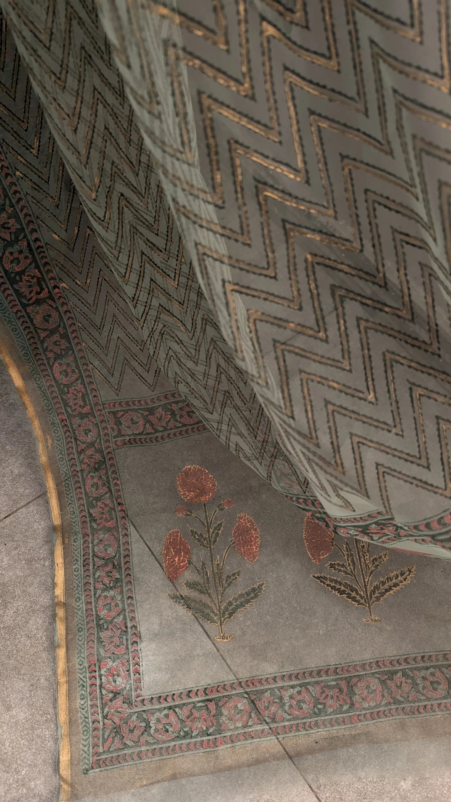 Bloom - Organza Hand Block Printed Saree
