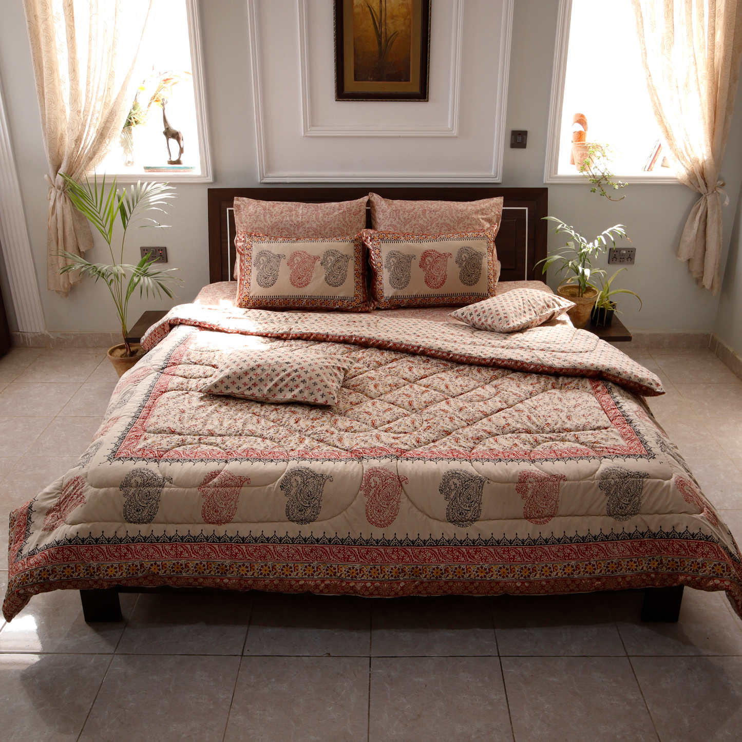 Heer - Hand Block Printed Bridal Bed Set