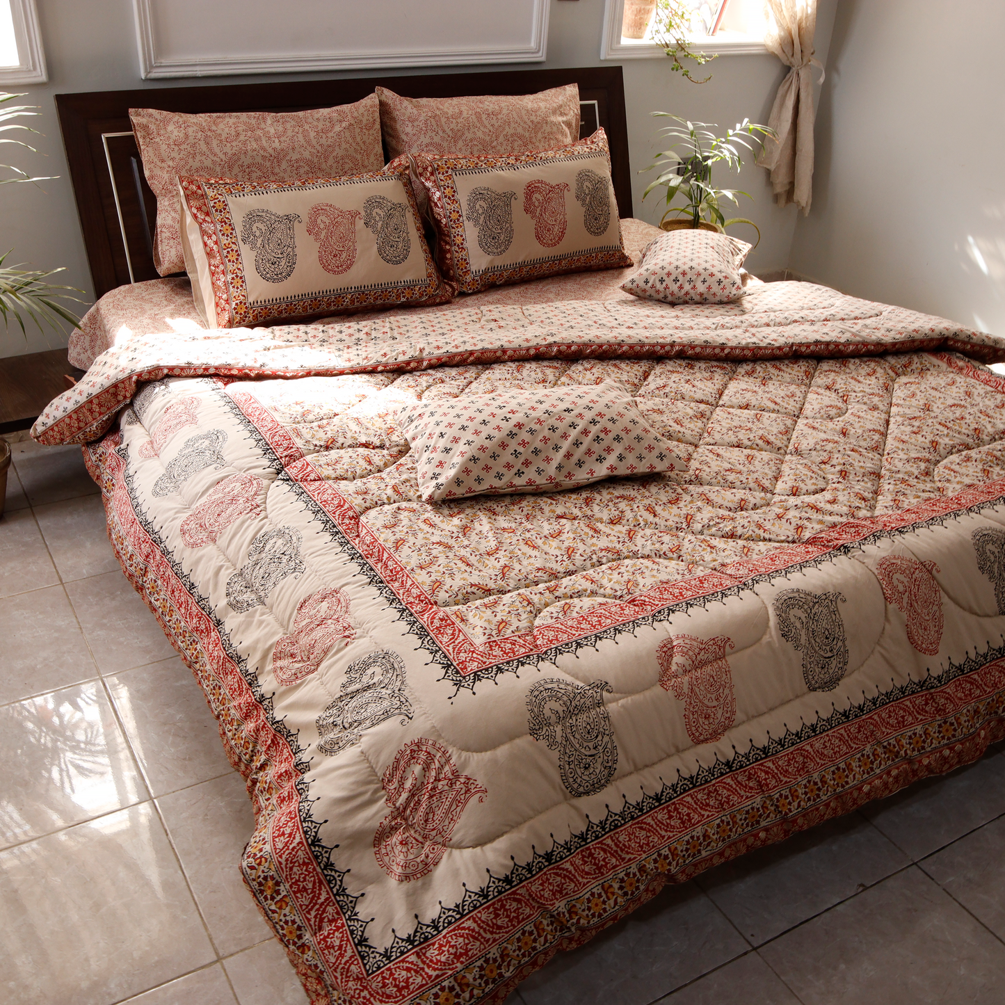 Heer - Hand Block Printed Bridal Bed Set