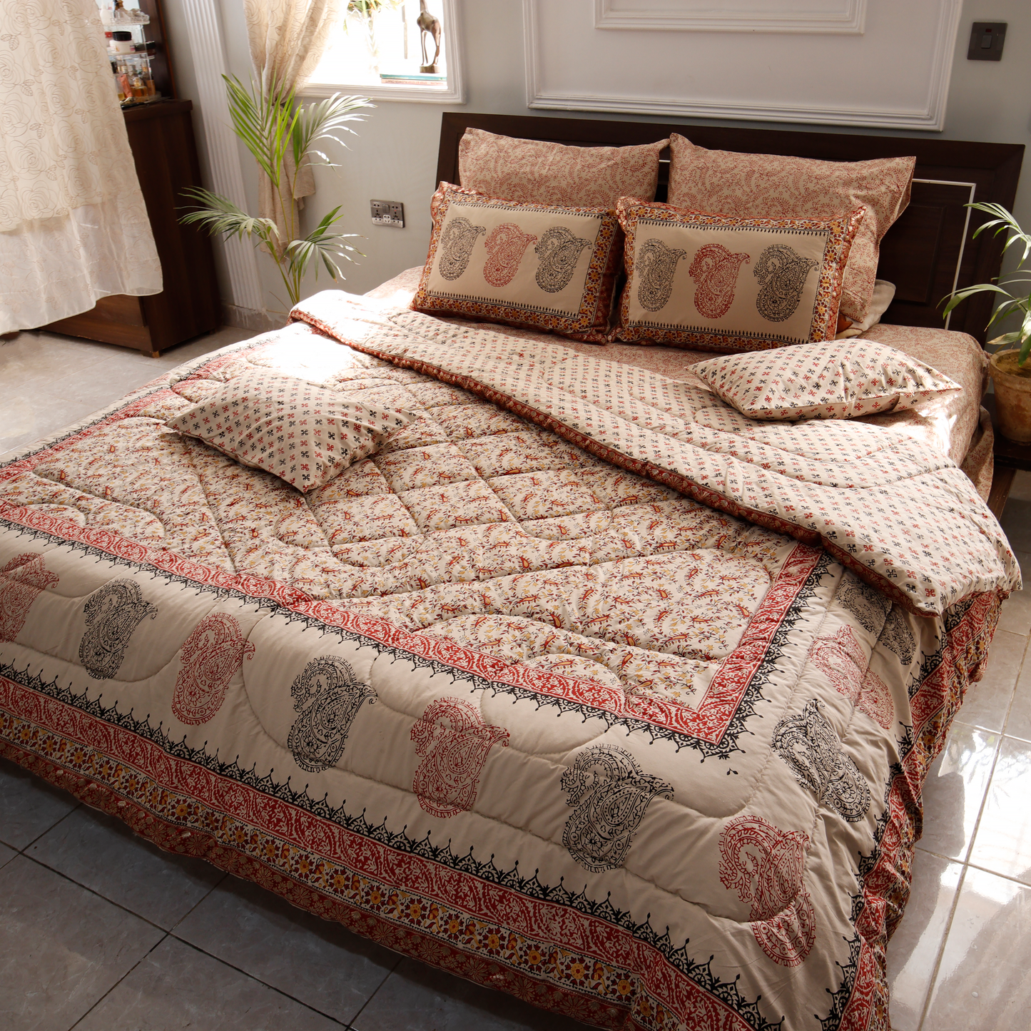 Heer - Hand Block Printed Bridal Bed Set