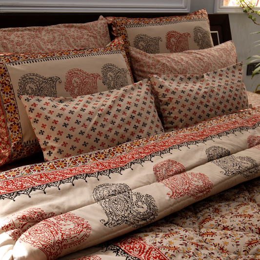 Heer - Hand Block Printed Bridal Bed Set