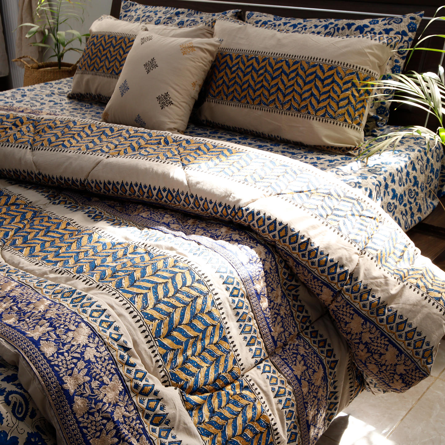 Malhaar- Hand Block Printed Bridal Bed Set