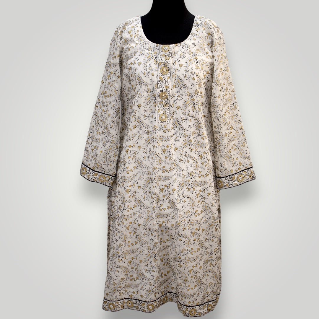 White & Gold Summer Kurta