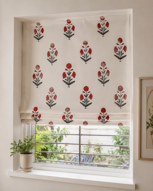 Jali Bloom block printed Window Blinds