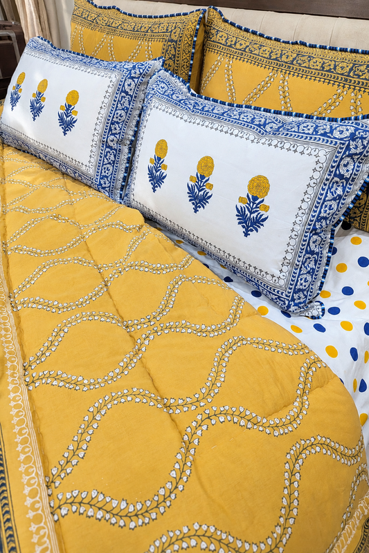 Sicily - Hand Block Printed Quilt Set