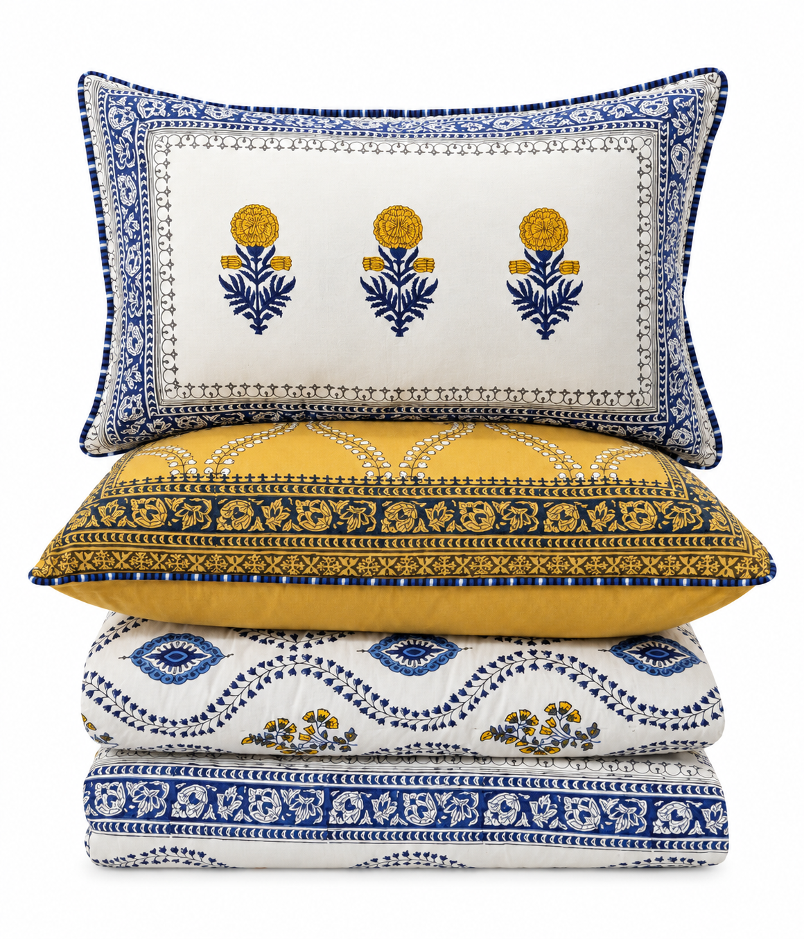 Sicily - Hand Block Printed Quilt Set